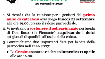 AVVISI XXV Tempo Ordinario